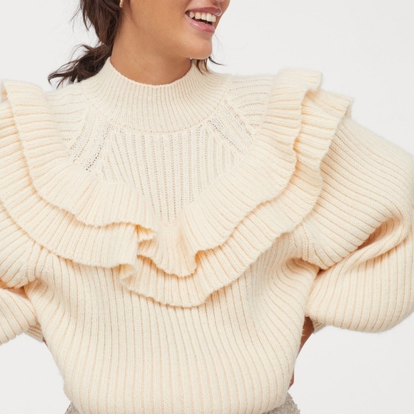 NWT H&M | Flounced Rib-Knit Sweater - Picture 8 of 11